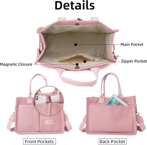 Canvas Tote Bag for Women Multi Pockets Crossbody Womens Tote Bags Trendy Satchel Handbag Everything Everyday Bag in Saudi Arabia