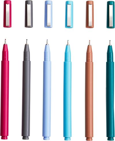 Erin Condren Gem Tone Ultra Fine-Tip Markers 6-Pack, Ultra Fine-Tip Markers Including 6 Unique Ink Colors, Made for Writing, Color-Coding, and Detailed Notes in Saudi Arabia