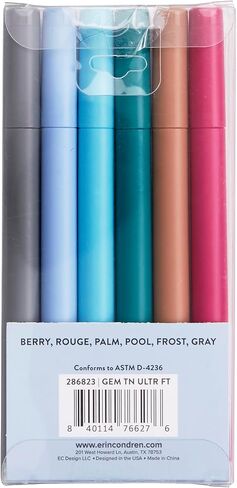 Erin Condren Gem Tone Ultra Fine-Tip Markers 6-Pack, Ultra Fine-Tip Markers Including 6 Unique Ink Colors, Made for Writing, Color-Coding, and Detailed Notes in Saudi Arabia