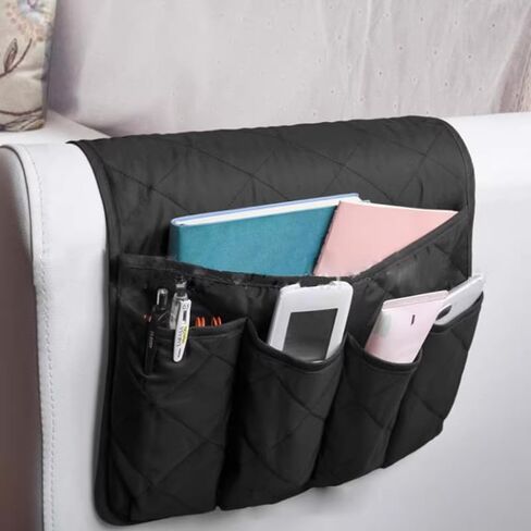 حامل أريكة بذراعين غير قابل للانزلاق وجهاز تحكم عن بعد 5 جيوب ومسند ذراع للأريكة منظم لتخزين العلبة للأريكة وحامل المجلات ومسند الذراع وجيب جانبي لتخزين نظارات الكمبيوتر اللوحي والمجلات والهاتف in Saudi Arabia