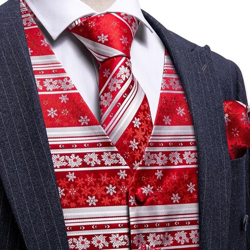 Men’s Christmas Vest Red Green Xmas Tie Set Waistcoat Holiday Bells Snowflake Celebrate Prom Tuxedo in Saudi Arabia