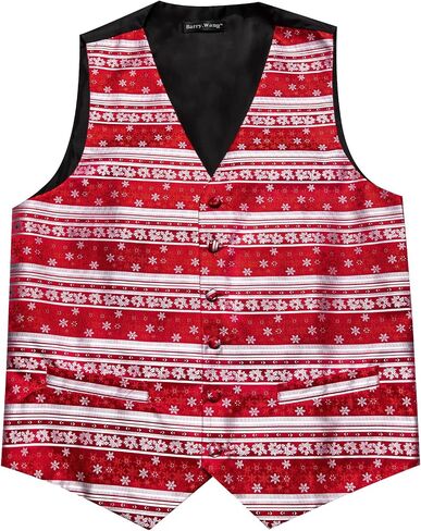 Men’s Christmas Vest Red Green Xmas Tie Set Waistcoat Holiday Bells Snowflake Celebrate Prom Tuxedo in Saudi Arabia