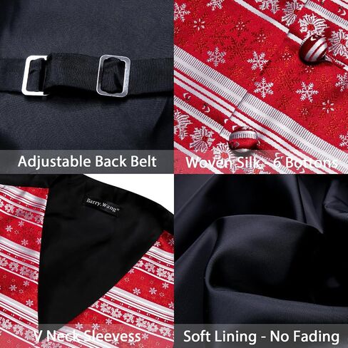 Men’s Christmas Vest Red Green Xmas Tie Set Waistcoat Holiday Bells Snowflake Celebrate Prom Tuxedo in Saudi Arabia