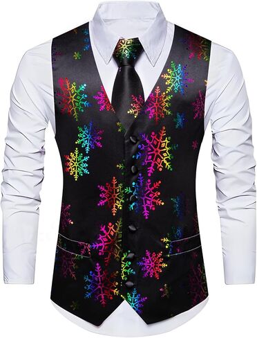 Men’s Christmas Vest Red Green Xmas Tie Set Waistcoat Holiday Bells Snowflake Celebrate Prom Tuxedo in Saudi Arabia