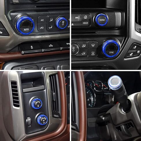 مقابض راديو التيار المتردد لوحدة التحكم المركزية زر تبديل غطاء مقبض مفتاح مكيف الهواء مناسب لسيارة تشيفي سيلفرادو جي إم سي سييرا 2014-2018، سبائك الألومنيوم، 8 قطع (أحمر) in Kuwait