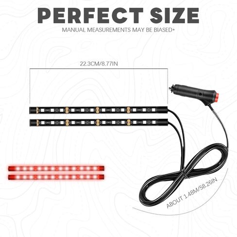 Car LED Strip Light, Car LED Atmosphere Lights, Auto Interior Decorative Lamp with Cigarette Adapter Plug, 12V Under Dash Night Light Universal for Motorcycle (Red, Cigarette Lighter) in Saudi Arabia
