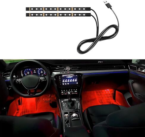 Car LED Strip Light, Car LED Atmosphere Lights, Auto Interior Decorative Lamp with Cigarette Adapter Plug, 12V Under Dash Night Light Universal for Motorcycle (Red, Cigarette Lighter) in Saudi Arabia