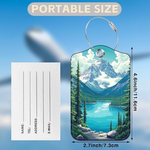 Snow Mountain Lake Forest Set of 2 Luggage Tags for Suitcases Leather Suitcase Tags Identifiers with Privacy Name Address Label and Stainless Steel Loop for Women Men Travel Luggage Accessories in Saudi Arabia