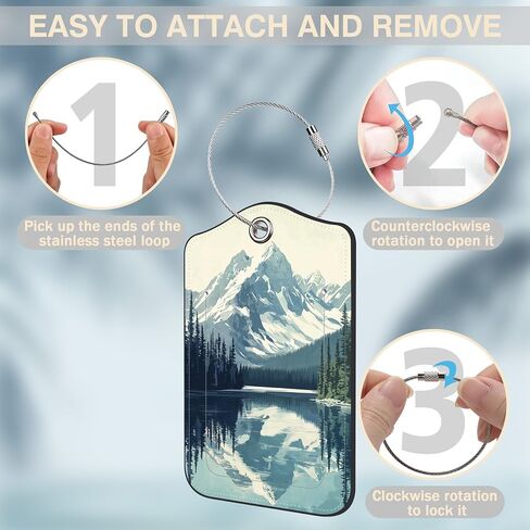Snow Mountain Lake Forest Set of 2 Luggage Tags for Suitcases Leather Suitcase Tags Identifiers with Privacy Name Address Label and Stainless Steel Loop for Women Men Travel Luggage Accessories in Saudi Arabia