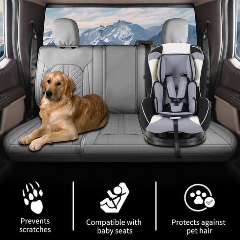غطاء مقعد جلدي من Tecoom Tacoma أمامي وخلفي مناسب لـ 2016-2023 Toyota Tacoma Double & Crew Cab Pickup Truck، مجموعة كاملة من وسائد حماية مقعد السيارة المقاومة للماء، أسود in Saudi Arabia