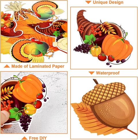 60 Pieces Thanksgiving Fall Autumn Classroom Bulletin Board Decorations Turkey Cutouts Maple Leaves Cutouts Corn Cutouts Acorn Cutouts for Thanksgiving Fall Classroom Wall Chalkboard Decor in Saudi Arabia