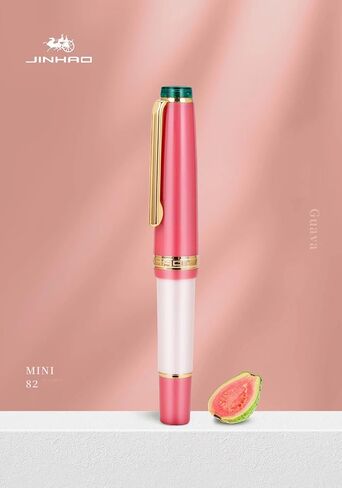 JinHao 82 Guava Fine Nib Fountain Pen,Short Acrylic Mini Pocket Pen with Ink Converter in Kuwait
