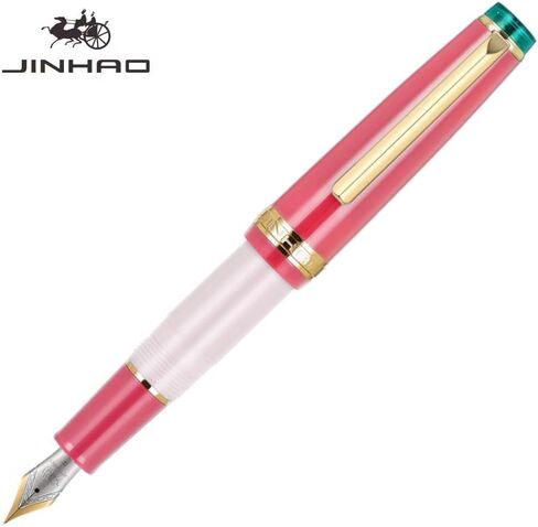 JinHao 82 Guava Fine Nib Fountain Pen,Short Acrylic Mini Pocket Pen with Ink Converter in Kuwait