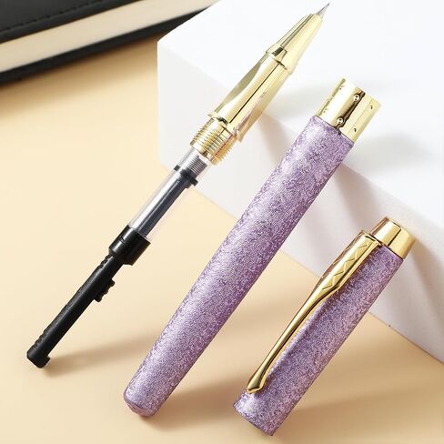 cobee® Frosted Finish Fountain Pen, 0.38mm Extra Fine Point Metal Fountain Pen Lightweight Calligraphy Pen Slim Business Pen Luxury Pen for Men Women Office(Black) in Saudi Arabia