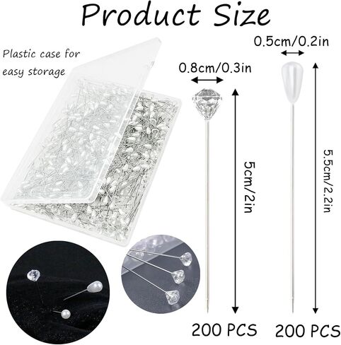 400 PCS Boutonniere Pins for Wedding 2 Styles Pearl Diamond Boutonniere Pins Craft Wedding Corsage Accessories with 1 Box for Dressmaking Sewing Jewelry Flower Decoration 2 Inch Corsage Pins in Saudi Arabia