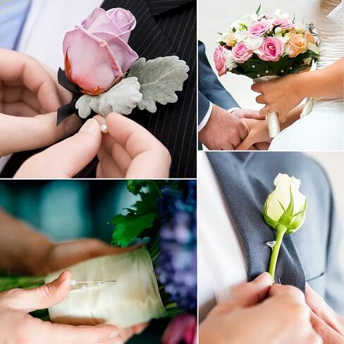 400 PCS Boutonniere Pins for Wedding 2 Styles Pearl Diamond Boutonniere Pins Craft Wedding Corsage Accessories with 1 Box for Dressmaking Sewing Jewelry Flower Decoration 2 Inch Corsage Pins in Saudi Arabia