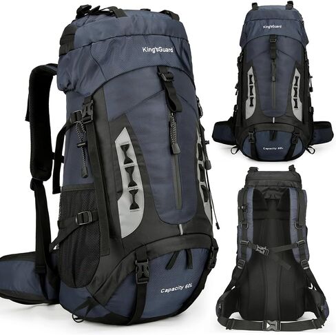 حقيبة ظهر WIYPRQZ 60L مقاومة للماء خفيفة الوزن للمشي لمسافات طويلة والتخييم والسفر مع غطاء للمطر حقيبة رياضية خارجية لتسلق الصيد للرجال والنساء، أزرق in Kuwait