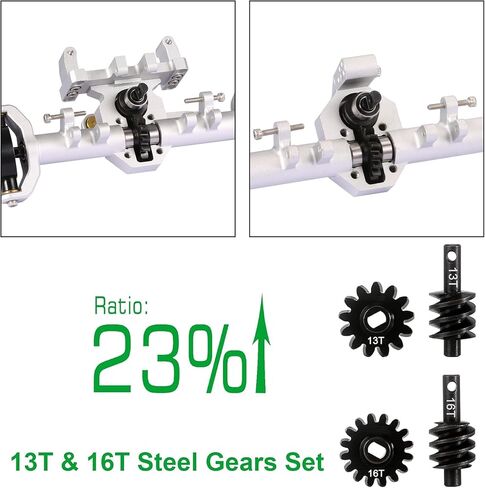 محاور SCX24 مع أوزان نحاسية، محاور SCX24 من سبائك الألومنيوم 103 جرام، زاوية توجيه قصوى 52 درجة CVD، +5 مم موسعة، ترقيات SCX24 للمحور المحوري SCX24 Deadbolt، C10، JLU، Gladiator، Bronco 1/24 RC Crawler in Kuwait