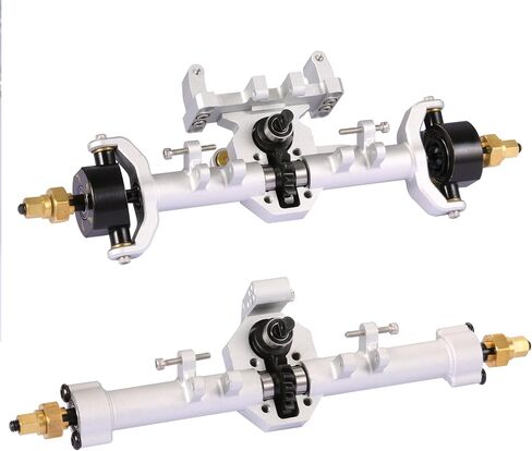 محاور SCX24 مع أوزان نحاسية، محاور SCX24 من سبائك الألومنيوم 103 جرام، زاوية توجيه قصوى 52 درجة CVD، +5 مم موسعة، ترقيات SCX24 للمحور المحوري SCX24 Deadbolt، C10، JLU، Gladiator، Bronco 1/24 RC Crawler in Kuwait