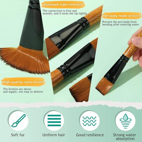 12 قطعة فرشاة طلاء مسطحة مقاس 1 بوصة لطلاء الأكريليك مقبض خشبي من النايلون فرش حرفية للحرف الزيتية المائية فن الوجه والجسم in Kuwait