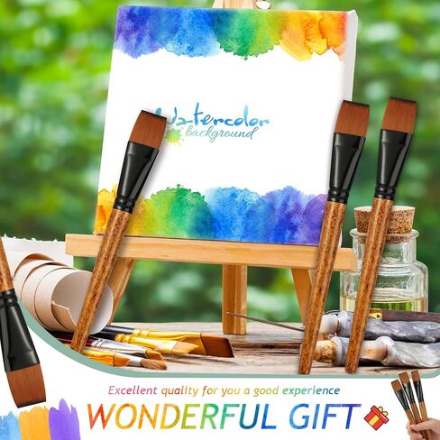 12 قطعة فرشاة طلاء مسطحة مقاس 1 بوصة لطلاء الأكريليك مقبض خشبي من النايلون فرش حرفية للحرف الزيتية المائية فن الوجه والجسم in Kuwait