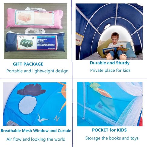Upgrate Bed Tent Boys Girls Dream Canopy Tents with Net Curtain for Kids Privacy Space Portable Play Tent for Kids 55"×39"×31"(SpaceA) in Saudi Arabia