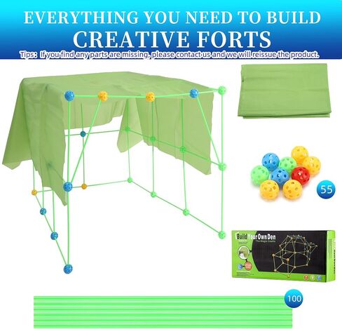 156PCS Kids Fort Building Kit Educational Toys for 4 5 6 7 8 9 10 11 12 Years Boys Girls Build DIY Building Educational Learning Toy for Indoor Outdoor in Saudi Arabia