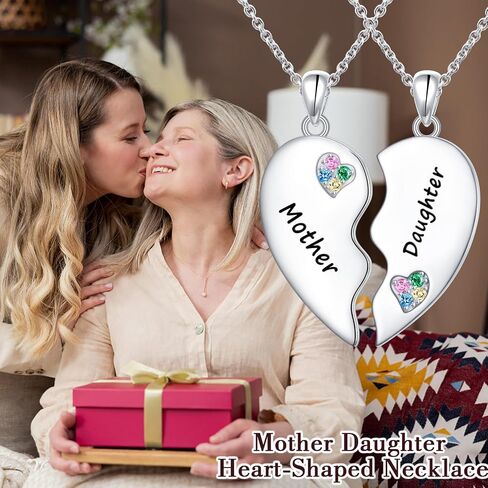 Mother's Day Gifts Sister Necklaces/Mother Daughter Necklaces/Friendship Necklaces for 2 Sterling Silver Heart Necklace Twin Sorority Heart Halves Matching Family Birthday Gifts form Dad Mom Grandmother Son Besties in Saudi Arabia