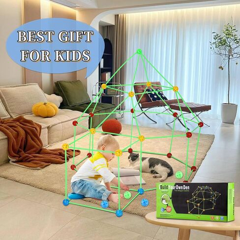 156PCS Kids Fort Building Kit Educational Toys for 4 5 6 7 8 9 10 11 12 Years Boys Girls Build DIY Building Educational Learning Toy for Indoor Outdoor in Saudi Arabia