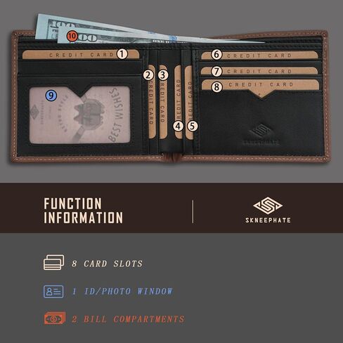 Mens Bifold Wallets Genuine Leather Brown Western | Cool Scorpion Billfold Credit Card Holder RFID Blocking Wallet | Men's Gift Idea(brown) in Saudi Arabia