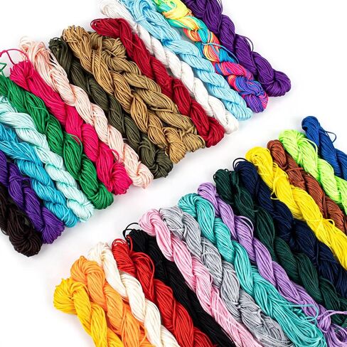 AUEAR, 30 Colors 820 Yards 1mm Satin Nylon Trim Cord Chinese Knotting Beading Kumihimo Macrame Thread String for Bracelet Jewelry Making in Saudi Arabia