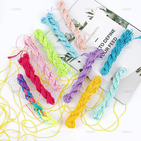 AUEAR, 30 Colors 820 Yards 1mm Satin Nylon Trim Cord Chinese Knotting Beading Kumihimo Macrame Thread String for Bracelet Jewelry Making in Saudi Arabia