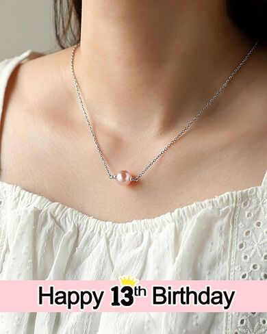 Single Pearl Necklace Happy Birthday Gifts for Her 10 13 16 Year Old Daughter Granddaughter Niece Women in Kuwait