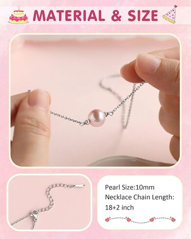 Single Pearl Necklace Happy Birthday Gifts for Her 10 13 16 Year Old Daughter Granddaughter Niece Women in Kuwait