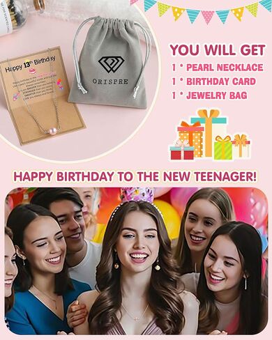 Single Pearl Necklace Happy Birthday Gifts for Her 10 13 16 Year Old Daughter Granddaughter Niece Women in Kuwait