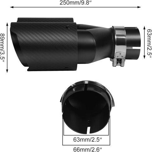 Vechkom 2.5 بوصة مدخل 3.5 بوصة مخرج عادم مزدوج طرف Y نمط ألياف الكربون ماسورة عادم السيارة طرف خلفي 9.8 بوصة طول عالمي للمركبات ذات 2.5 بوصة O.D. (أزرق لامع محمص) 2 قطعة in Kuwait