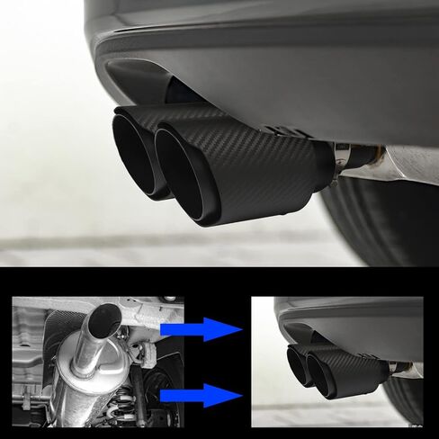 Vechkom 2.5 بوصة مدخل 3.5 بوصة مخرج عادم مزدوج طرف Y نمط ألياف الكربون ماسورة عادم السيارة طرف خلفي 9.8 بوصة طول عالمي للمركبات ذات 2.5 بوصة O.D. (أزرق لامع محمص) 2 قطعة in Kuwait