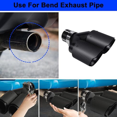 Vechkom 2.5 بوصة مدخل 3.5 بوصة مخرج عادم مزدوج طرف Y نمط ألياف الكربون ماسورة عادم السيارة طرف خلفي 9.8 بوصة طول عالمي للمركبات ذات 2.5 بوصة O.D. (أزرق لامع محمص) 2 قطعة in Kuwait