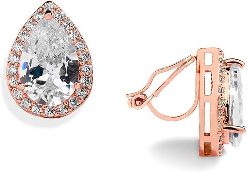 أقراط مارييل مرصعة بالكريستال والزركونيا المكعبة لحفلات الزفاف للنساء، 3 قيراط كمثرى CZ، مطلية بالذهب الوردي in Kuwait