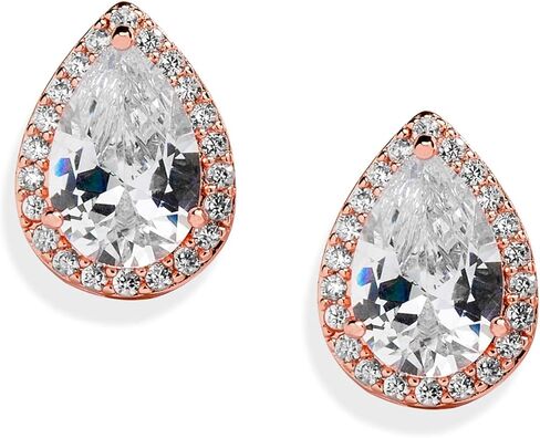 أقراط مارييل مرصعة بالكريستال والزركونيا المكعبة لحفلات الزفاف للنساء، 3 قيراط كمثرى CZ، مطلية بالذهب الوردي in Kuwait