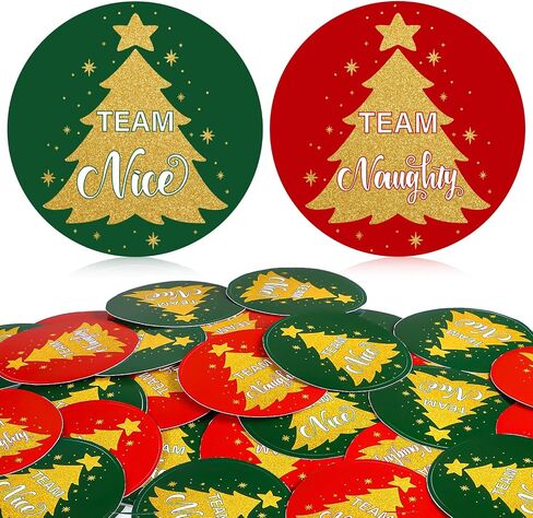 80 Pcs Christmas Sticker Christmas Naughty Nice Stickers Xmas Holiday Stickers Round Christmas Tree Labels for Envelope Stickers Christmas Gift Wrap Decoration Party Supplies, 2 Designs in Saudi Arabia