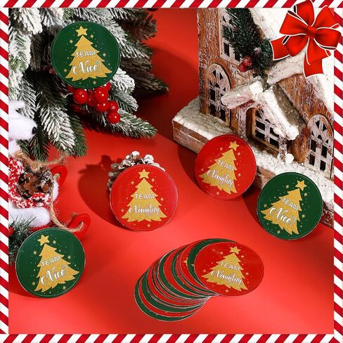 80 Pcs Christmas Sticker Christmas Naughty Nice Stickers Xmas Holiday Stickers Round Christmas Tree Labels for Envelope Stickers Christmas Gift Wrap Decoration Party Supplies, 2 Designs in Saudi Arabia