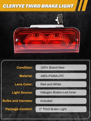 ضوء الفرامل الثالث ذو التركيب العالي في المنتصف متوافق مع Ford 1992-2022 E150 E250 E350 E450 E550 Econoline Super Duty، ضوء التوقف الثالث في مركز الهالوجين لـ 6C2Z13A613B F2UZ13A613B XC2Z13A613BA in Saudi Arabia