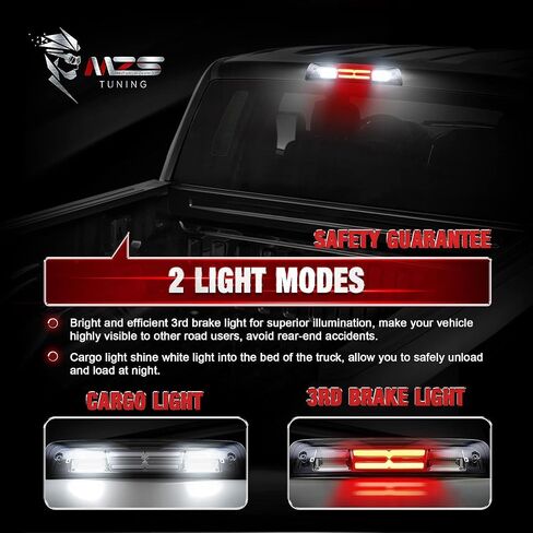 MZS Third Brake Light 3rd LED High Mount Stop Light Cargo Lamp Compatible with 2009 2010 2011 2012 2013 2014 2015 2016 2017 Ram 1500 2500 3500 Plug-N-Play Waterproof Smoked Lens Red/White in Saudi Arabia
