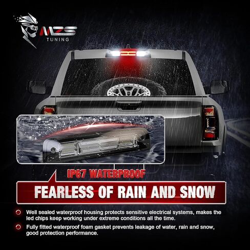 MZS Third Brake Light 3rd LED High Mount Stop Light Cargo Lamp Compatible with 2009 2010 2011 2012 2013 2014 2015 2016 2017 Ram 1500 2500 3500 Plug-N-Play Waterproof Smoked Lens Red/White in Saudi Arabia