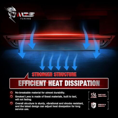 MZS Third Brake Light 3rd LED High Mount Stop Light Cargo Lamp Compatible with 2009 2010 2011 2012 2013 2014 2015 2016 2017 Ram 1500 2500 3500 Plug-N-Play Waterproof Smoked Lens Red/White in Saudi Arabia