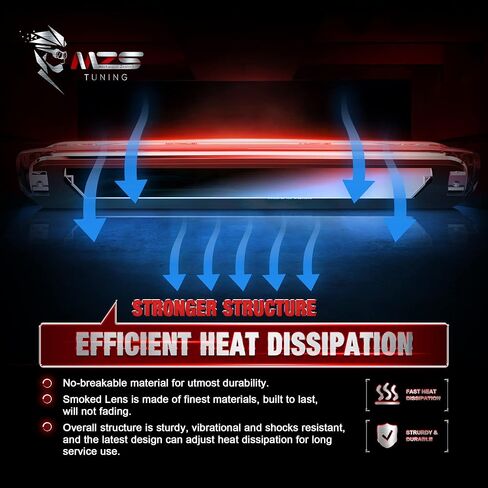 MZS ضوء الفرامل الثالث 3rd LED ارتفاع جبل وقف ضوء مصباح البضائع متوافق مع 2009 2010 2011 2012 2013 2014 2015 2016 2017 Ram 1500 2500 3500 Plug-N-Play عدسات مدخنة مقاومة للماء أحمر/أبيض in Saudi Arabia
