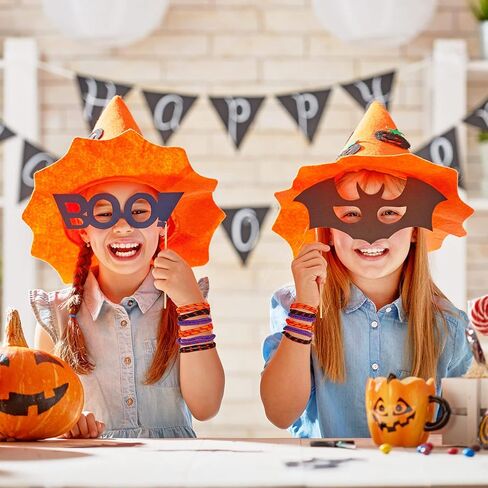 Dingion 180 قطعة من أساور الهالوين السائبة من النايلون أساور الصداقة للأطفال برتقالي أسود أرجواني قابل للتعديل نيون منسوج حبل أساور Goodie Bag Stuffers Halloween Party Favor in Kuwait