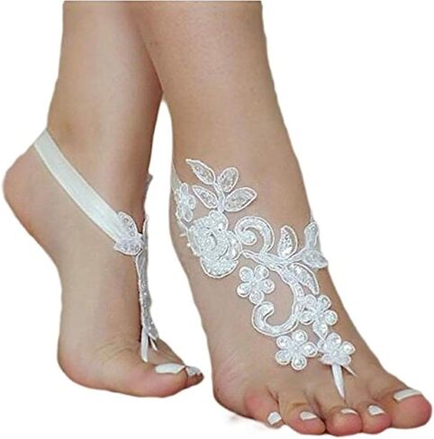Lace Anklets Barefoot Sandals Summer Beach Bridesmaid Wedding Bridal Anklet Prom Pool Party Bellydance Accessories in Kuwait