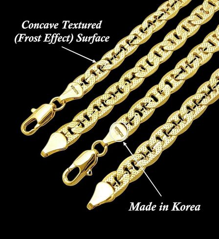 خلخال للنساء يناسب المقاسات الصغيرة إلى الكبيرة من 8 بوصة، 9 بوصة، 10 بوصة، 11 بوصة، 12 بوصة سلسلة مقعرة مطلية بالذهب عيار 14 قيراط سوار الكاحل - صنع في كوريا in Kuwait